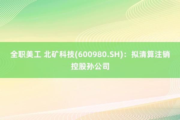 全职美工 北矿科技(600980.SH)：拟清算注销控股孙公司